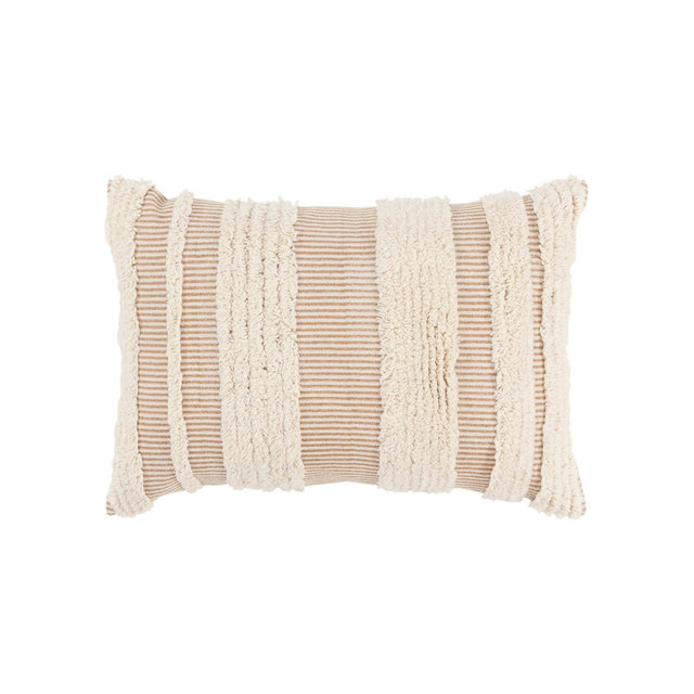 14"x20" Oversize Modern Farmhouse Lumbar Throw Pillow Cover Ivory - Rizzy Home: Canvas Texture, Hidden Zipper Closure