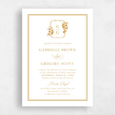 Nutmeg, Orange Wedding Invitation - Emelina Portrait