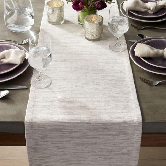 Grasscloth 90" White Table Runner