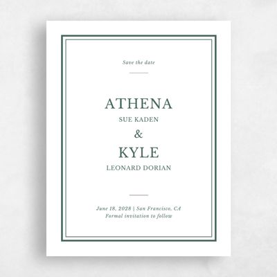 Green Typography Wedding Save the Date - Weyers Frame Letterpress