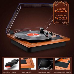 Turntable Vinyl Record Player Wireless Bluetooth In & Out Record Player Built in Stereo Speakers Turntable vinyl records 3 Speed Turntable Player Support Vinyl-To-MP3 Recording USB SD LP Player