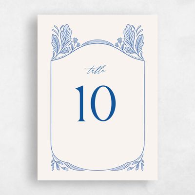Blue Wedding Table Number - Caleania