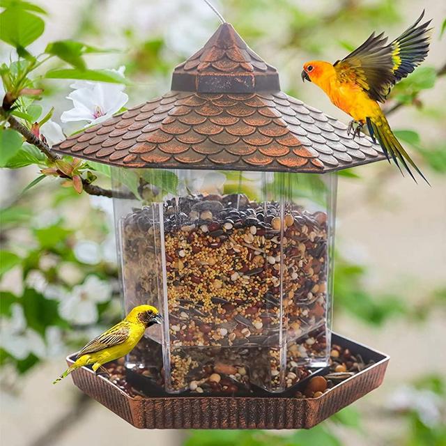 Funpeny Hanging Wild Bird Feeder, Gazebo Bird Feeder and Garden Decoration for Bird Watchers and Children