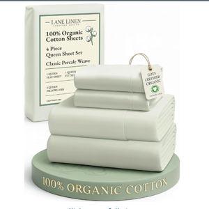 LANE LINEN 100% Organic Cotton Sheets Queen – Mineral