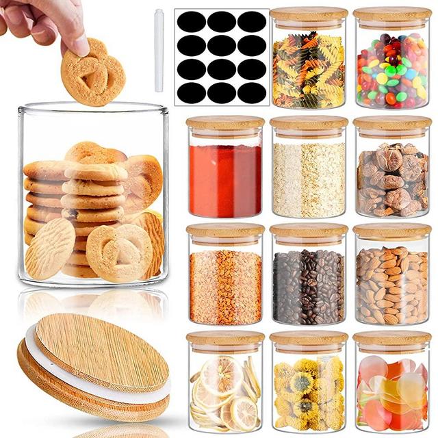 Glass Jar with Bamboo Lids Urban Green, Spice Jar Set 20pcs, Glass Spice  bottles, Glass Canisters with Airtight Lids, Small Food Storage Containers  for herbs, spices and dry food 20 sets of