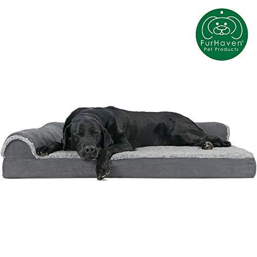 Furhaven Pet Dog Bed | Orthopedic Chaise Lounge Sofa-Style Living Room Corner Couch Pet Bed w/ Removable Cover for Dogs & Cats - Available in Multiple Colors & Styles