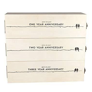 Twine 3029 Three Bottle Wood, Wedding and Anniversary Wine Box, 27.5x3.0