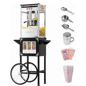 ROVSUN Popcorn Machine with Cart, Wheels & 10 Oz Kettle Makes Up to 4 Gallons ETL Certified, Popcorn Maker w/Candy Dispensers, Scoop, Oil Spoon & 3 Popcorn Cups for Commercial Home Theater, Black