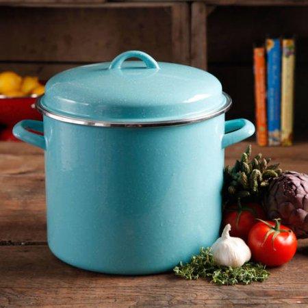 The Pioneer Woman Vintage Speckle 12-Quart Stock Pot with Hollow Side Handles
