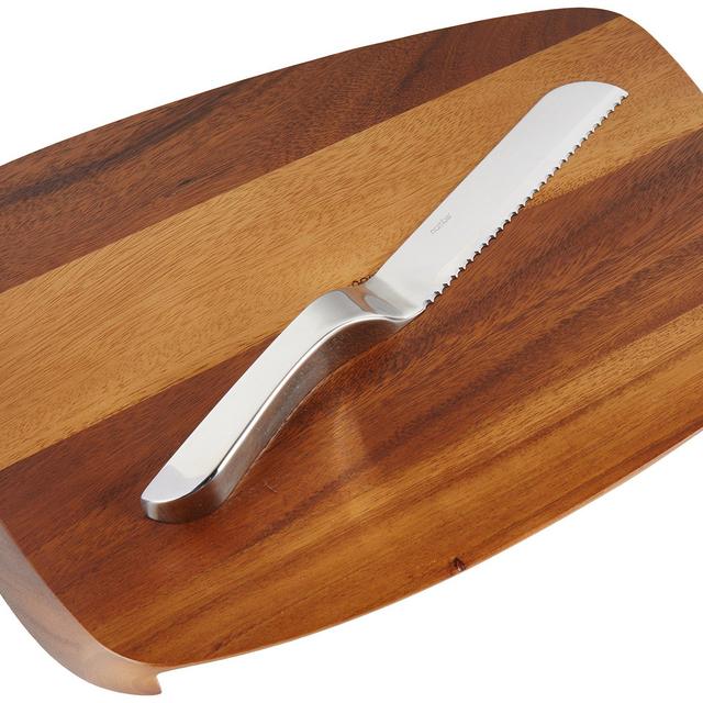 Nambe Blend Bread Board with Knife, Brown