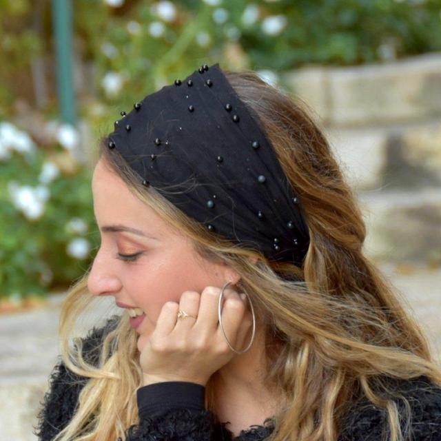 Gorgeous Black Headband (Mitpachat/ Tichel) by Sara Attali