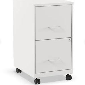 Staples 2-Drawer Mobile Vertical File Cabinet, Letter Size, Lockable, 26.3"H x 14.3"W x 18.9"D, White (ST52155-CC) | Staples