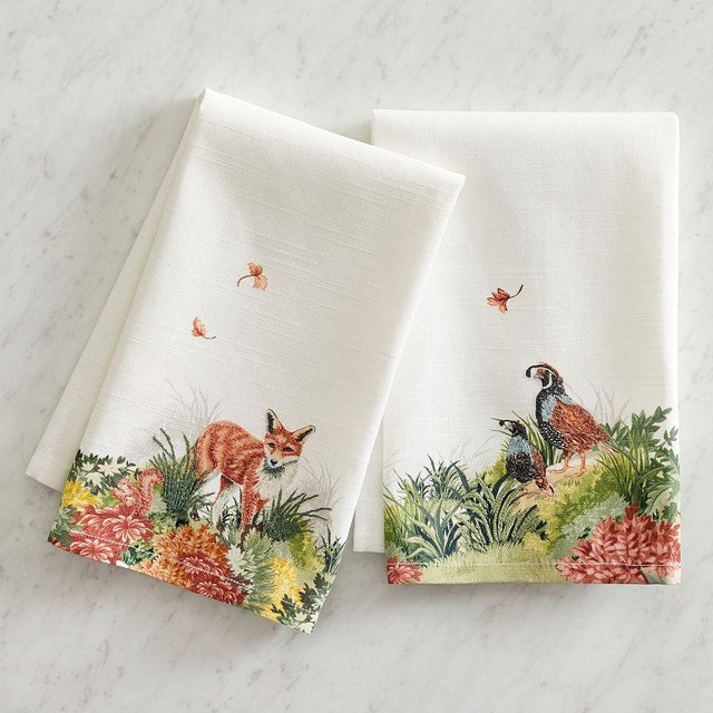 Fantastical Forest Guest Towel, Flax Multi, Set of 2