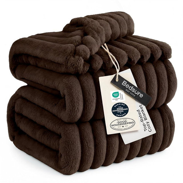 Bedsure GentleSoft Dark Chocolate Queen Blanket for Couch - Cozy Soft Blankets for Women, Cute Small Throws for Girls, 90x90 Inches