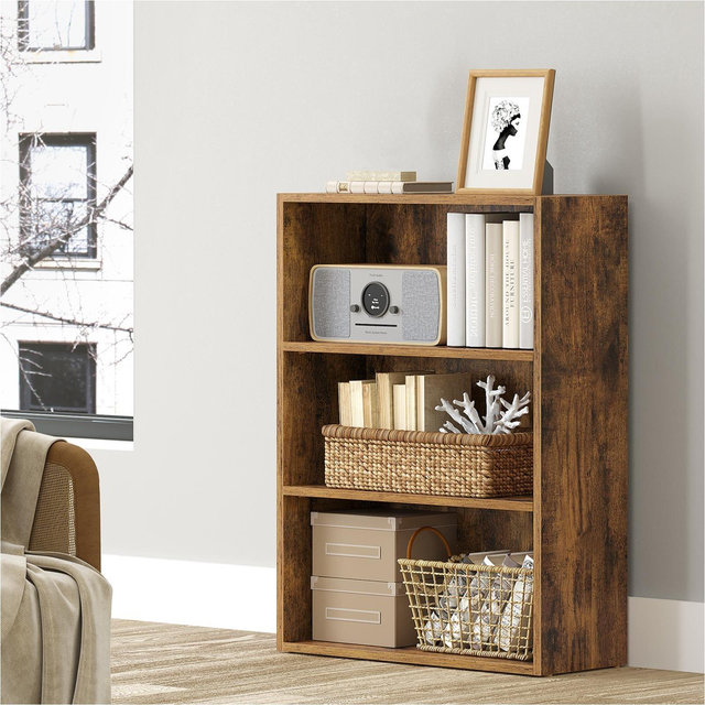 23.6'' Wide Bookcase, Adjustable Storage Bookshelf, 3 Tier Standing Open Bookcase