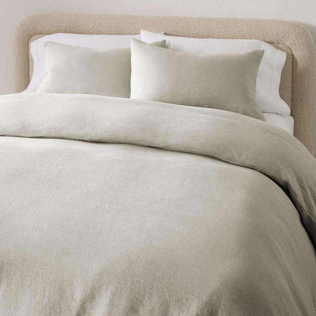 European Flax Linen Duvet, King/Cal.King, Warm Gray Melange