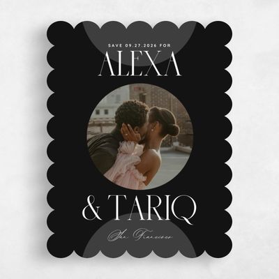 Black Scalloped Wedding Save the Date - Seibel Portrait