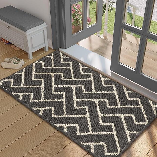 Indoor Doormat,Front Back Door Mat Non Slip Rubber Backing,24"x35" Absorbent Resist Dirt Entryway Doormat Inside Floor Mats Area Rug for Entrance Machine Washable Low-Profile(Charcoal)