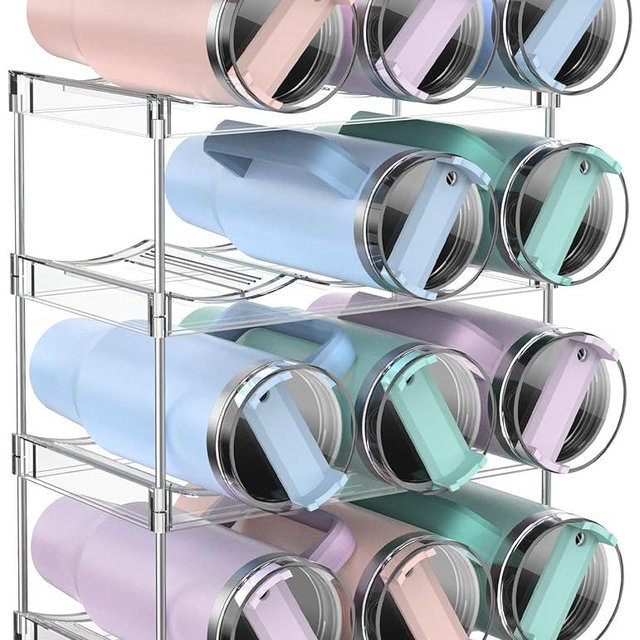 HAILMAJOR Upgraded Larger Water Bottle Organizer for Stanley 40 oz Tumbler with Handle, Stanley Cup Organizer for Cabinet, Kitchen Storage for Accessories, Tumbler Mug Cup Hold 12