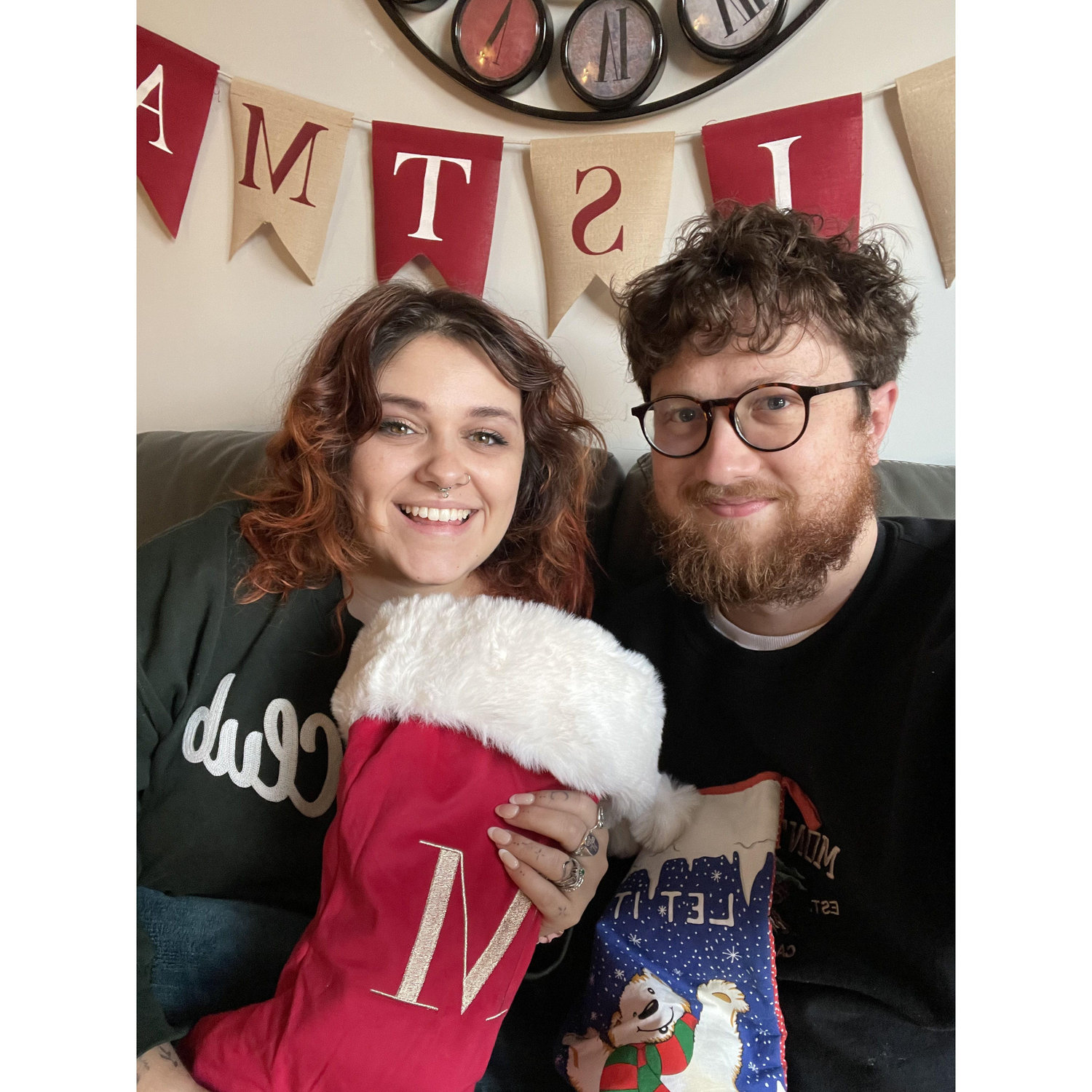 Opening our stockings on our first Christmas morning together, felt beautifully surreal to wake up together