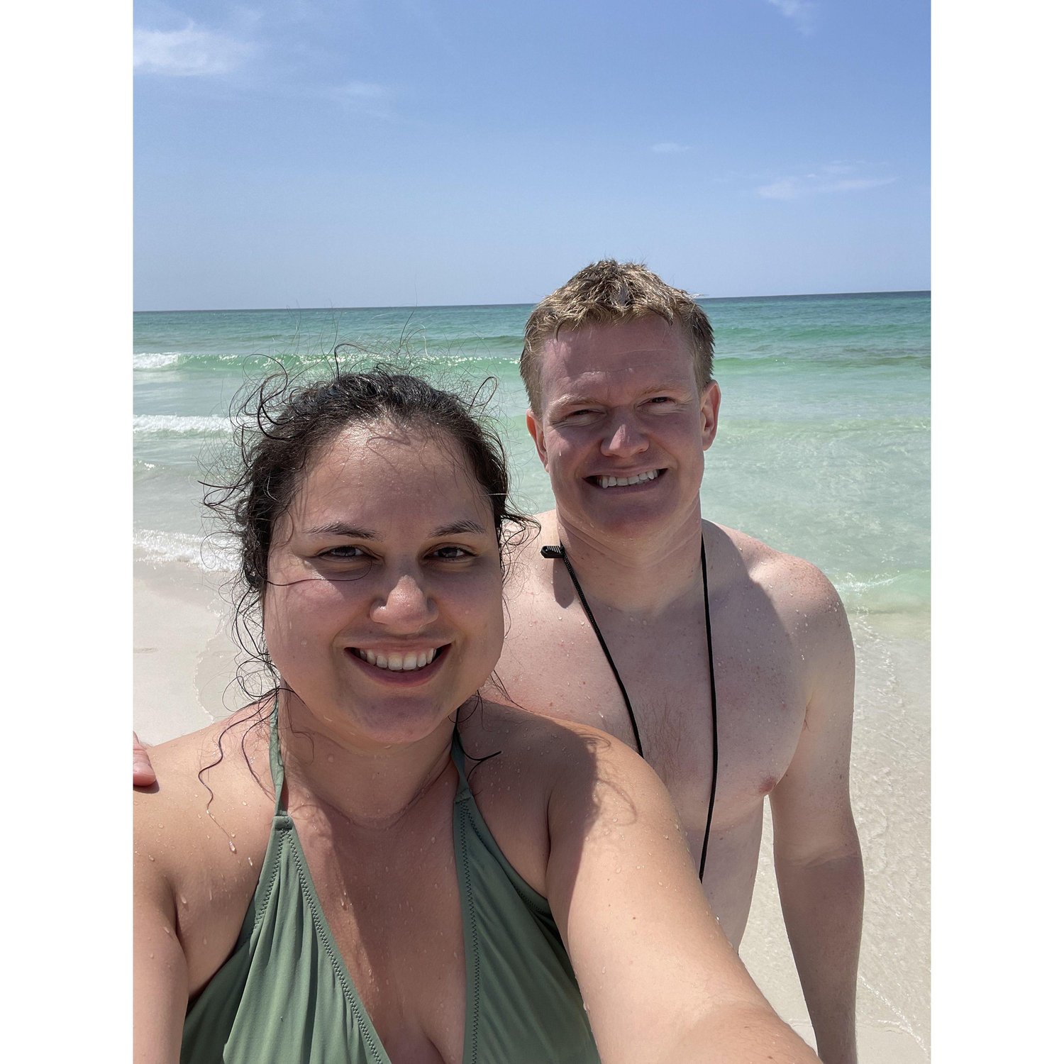 At Pensacola beach on our way to New Orleans. He says he was nervous but he looks as cool as a cucumber here!