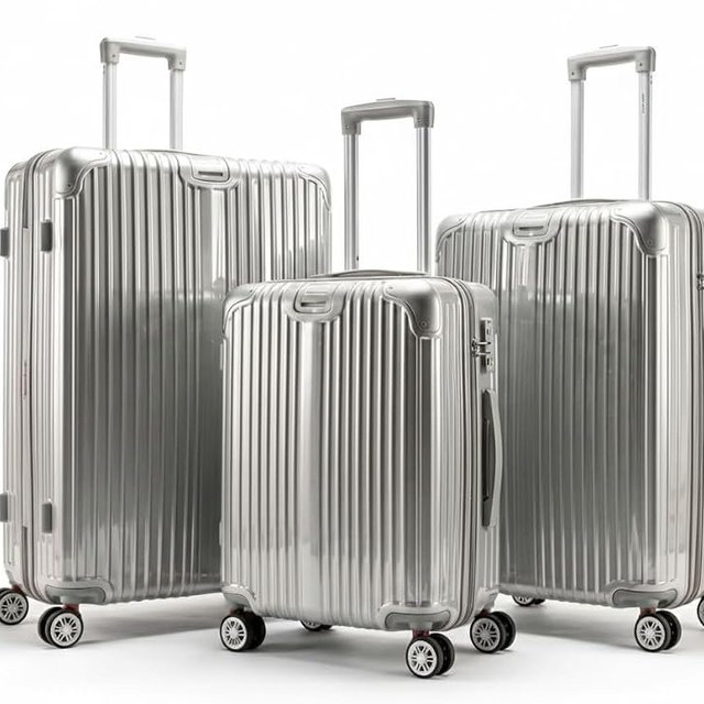 Gabbiano Macan 3 Piece ABS Luggage Set – Expandable Hardshell Suitcase with Add-A-Bag Strap, TSA Lock & 8-Wheel Spinners – Lightweight (20" Carry On, 26" Medium, 30" Large) (Silver, 3-Piece set)
