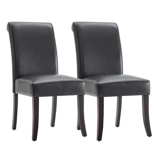 Watson & Whitely Upholstered Kitchen & Dining Room Chairs with High Back, Faux Leather Dining Chairs with Solid Wood Legs, Set of 2, Black