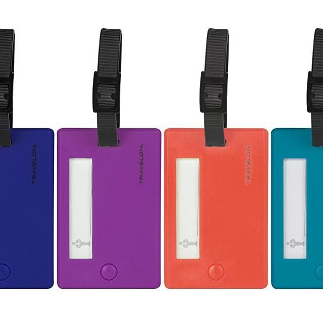 Travelon Set of 4 Assorted Luggage Tags, Bold Colors, 3.25 X 2.25 X .12