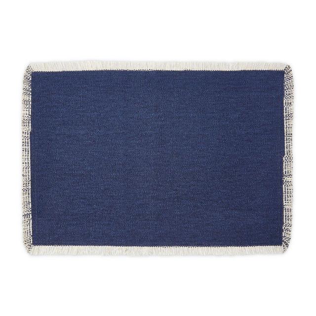 Artisanal Kitchen Supply® Rustic Fringe Placemat in Navy