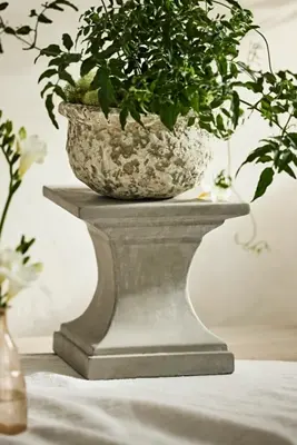 Cement Pedestal Plant Stand, Square