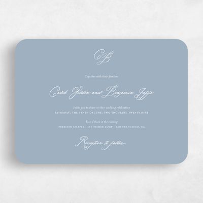 Blue Rounded Wedding Invitation - Imarige Landscape