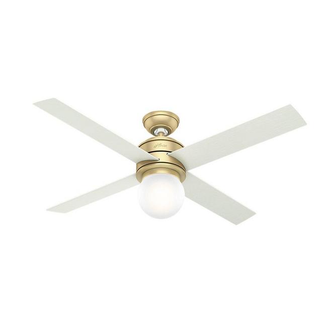 HUNTER 59320 Hepburn Indoor Ceiling Fan with LED Light and Wall Control, 52", Modern Brass