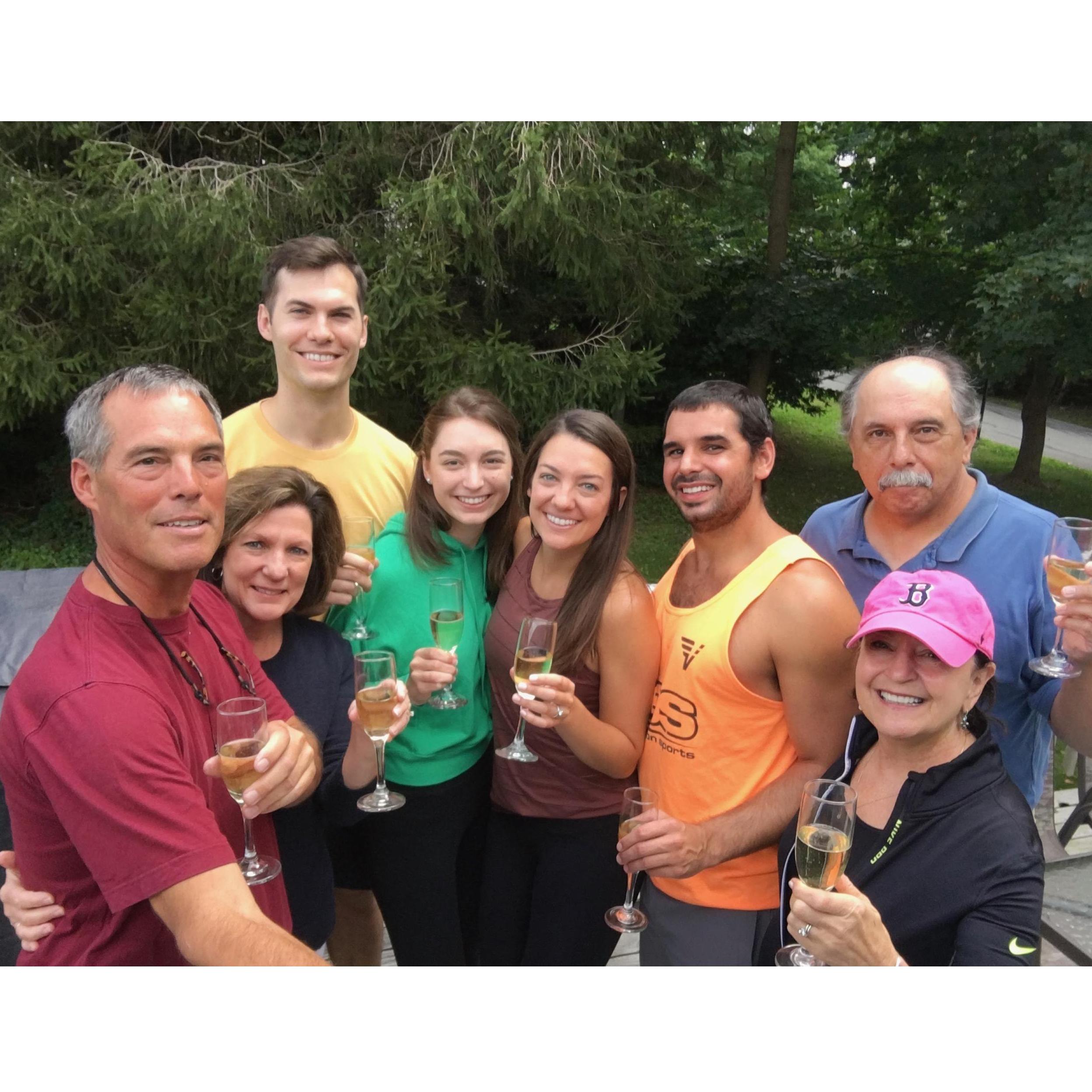 Celebrating our engagement with our families - good thing Dad brought the selfie stick!