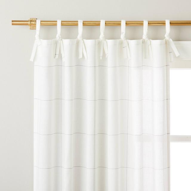 95" Subtle Grid Lines Curtain Panel Cream/Dark Gray - Hearth & Hand™ with Magnolia