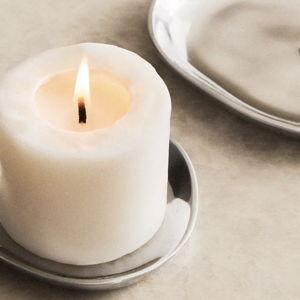 SILVER ALUMINUM TEALIGHT HOLDER