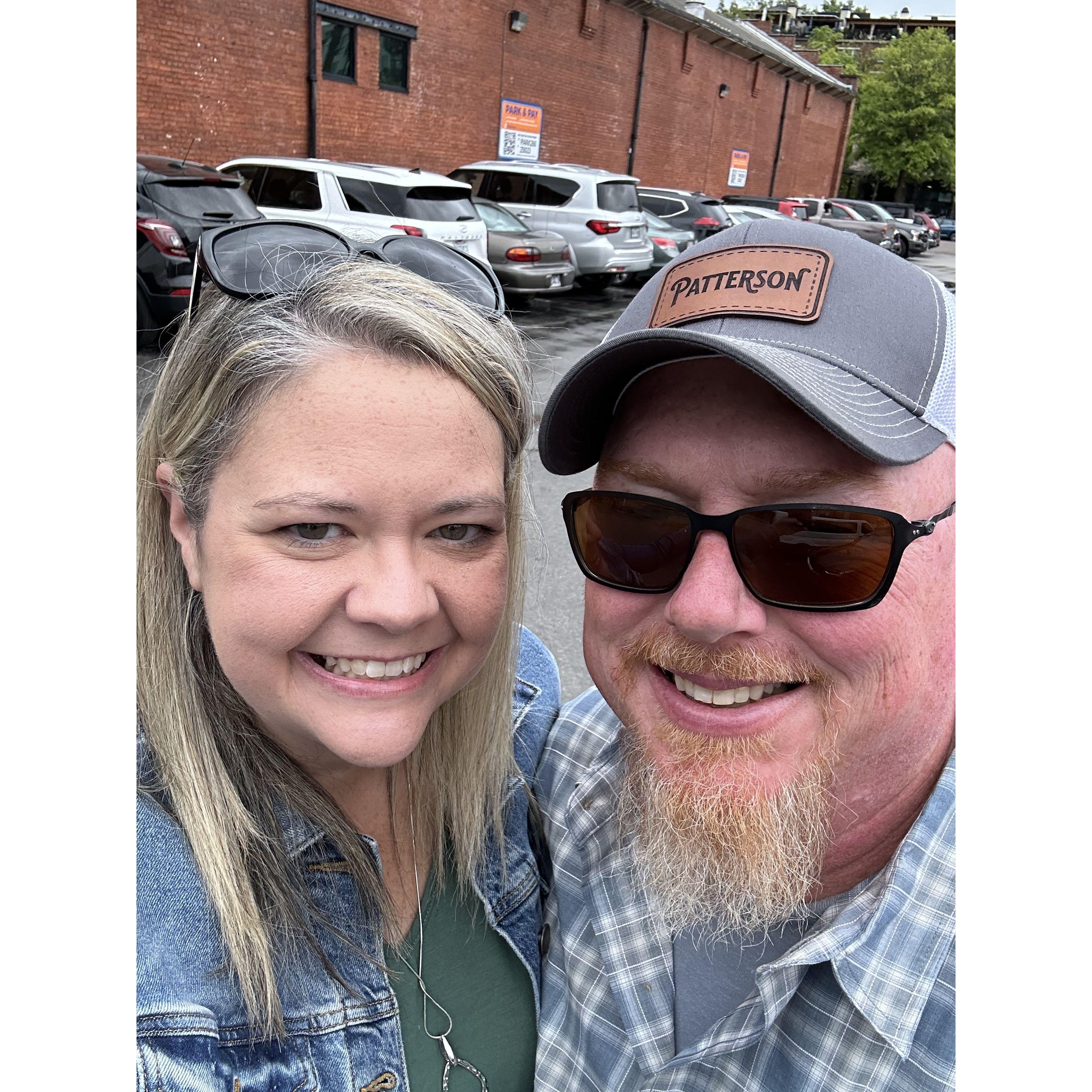 This was the day James proposed! We took a selfie in the parking lot when we got to Chattanooga, so he hadn't popped the question yet!