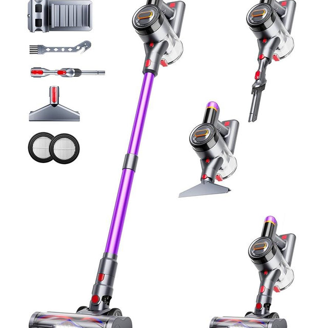 VIAFLY Cordless Vacuum Cleaner, 550W/45Kpa/60Mins Stick Vacuum, Anti-Tangle Vacuum Cleaners for Home with Self-Standing, LDE Display, 8-in-1 Wireless Vacuum for Carpet Pet Hair Hardfloor