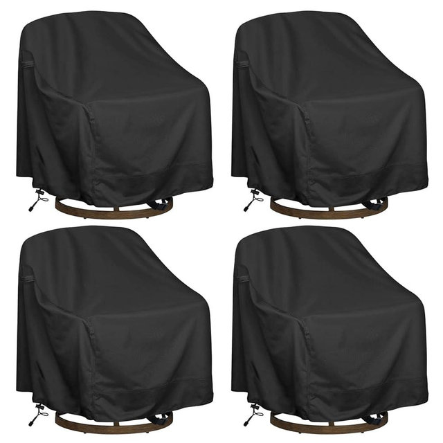 Outdoor Swivel Lounge Chair Cover, Fits to (29" W X 31" D X 38" H) Lawn Patio Chairs, 420D Tear-Resistant, UV Resistant, Waterproof for Furniture Covers (Black-4Pack)