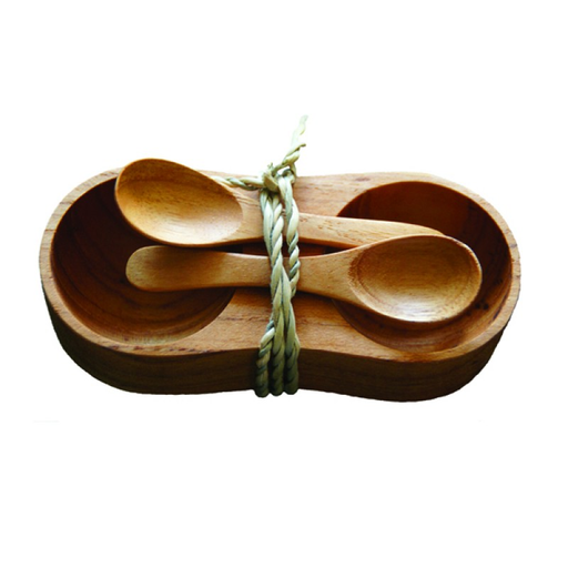 Teak Duo Condiment Holder