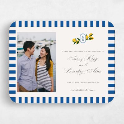 Beige Rounded Wedding Save the Date - Limone Photo