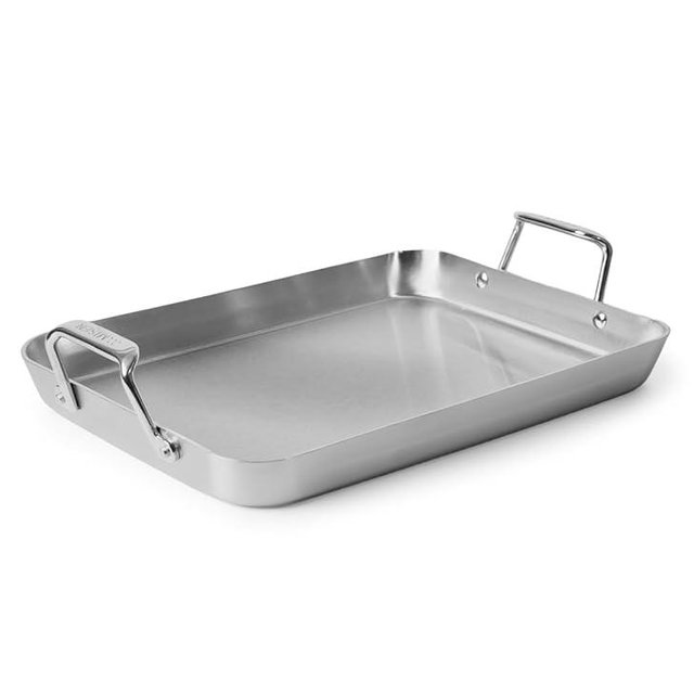 Misen Stainless Steel Roasting Pan with Handles - Versatile 5-Ply Design, Easy Grip Handles, Multi-Functional Cooking, Ideal for Baking, Searing, & Roasting, Superior Heat Conduction, Premium - 13"