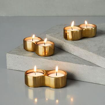 Brass Link Tealights, Set of 3