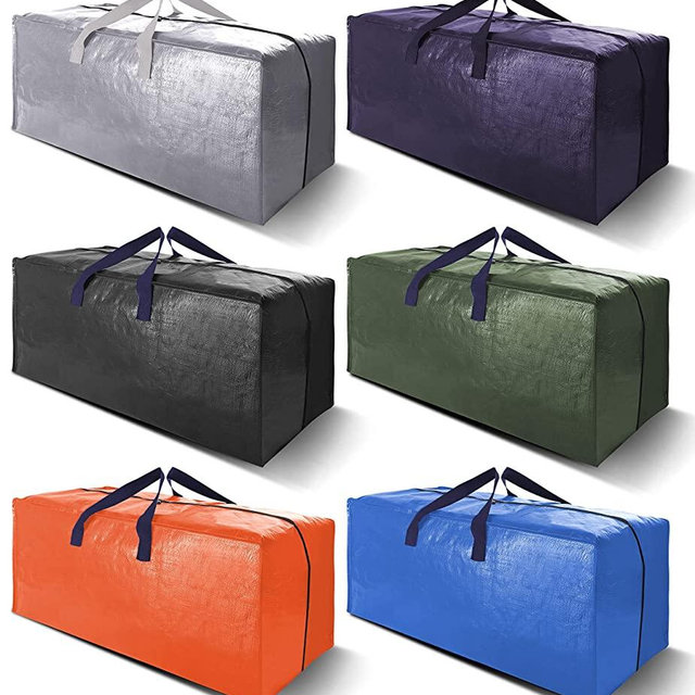 VELVETSURE Heavy Duty Extra Large Moving Bags W/ Backpack Straps - Strong Handles & Zippers, Storage Totes For Space Saving, Fold Flat, Alternative to Moving Box and Storage Bin (Set of 6, Multicolor)