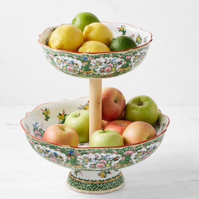 Famille Rose Two Tier Porcelain Fruit Bowl