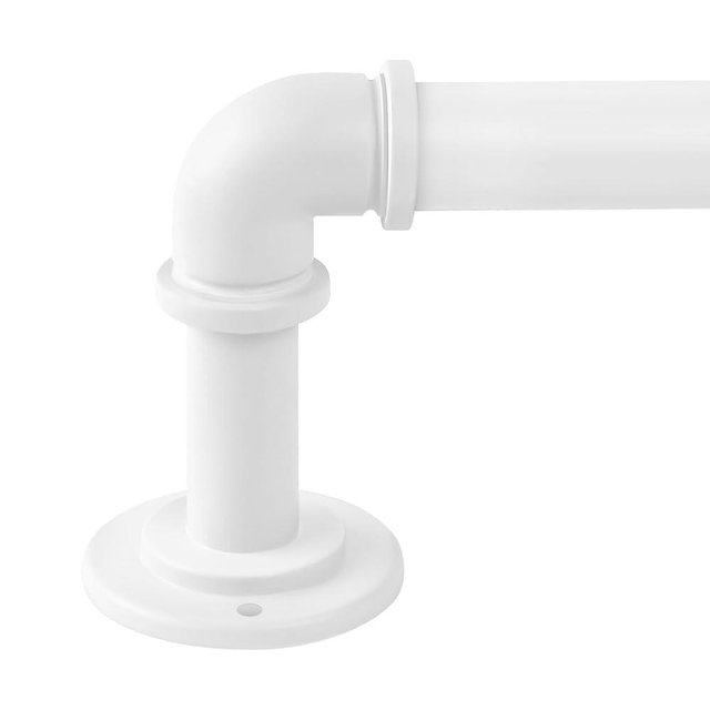 OLV White Industrial Curtain Rods for Windows 72 to 144 Inch(6-12 ft),1'' Blackout Wrap Around Curtain Rods,Indoor and Outdoor,Size:36''-144''
