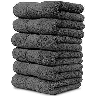 Maura 6 Piece Hand Towel Set. 2017 Premium Quality Turkish Towels. Super Soft, Plush and Highly Absorbent. Set Includes 6 Pieces of Hand Towels (Hand Towel - Set of 6, Space Gray)