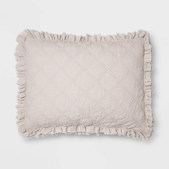 Standard Vintage Washed Ruffle Sham Natural - Threshold™