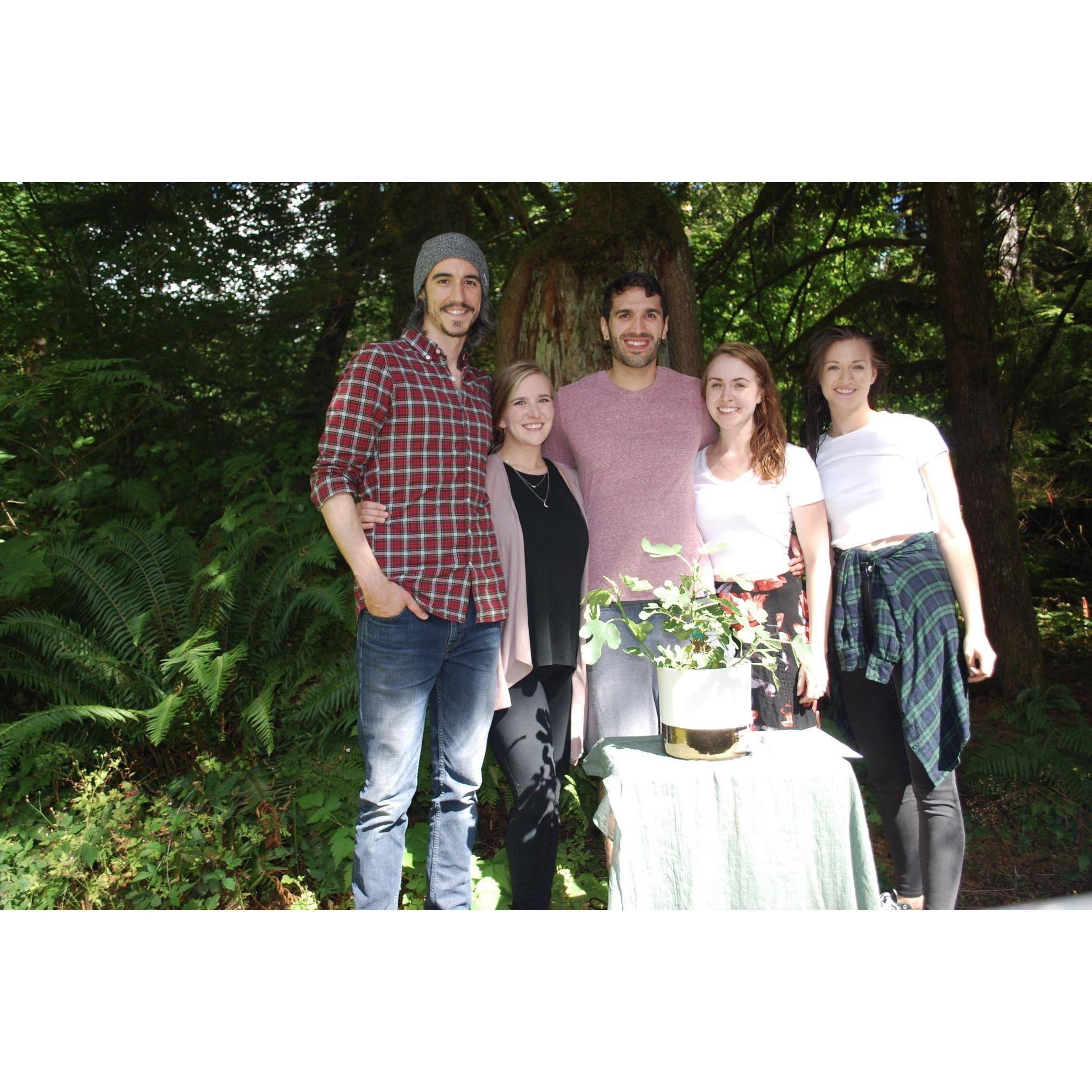 Signing the wedding documents--with our officiant (Molli) and two "witnesses" (Sarah and Ethan).