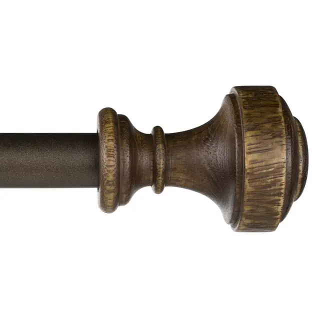 Asher 28 to 48-Inch Adjustable Single Curtain Rod Set in Walnut/Bronze