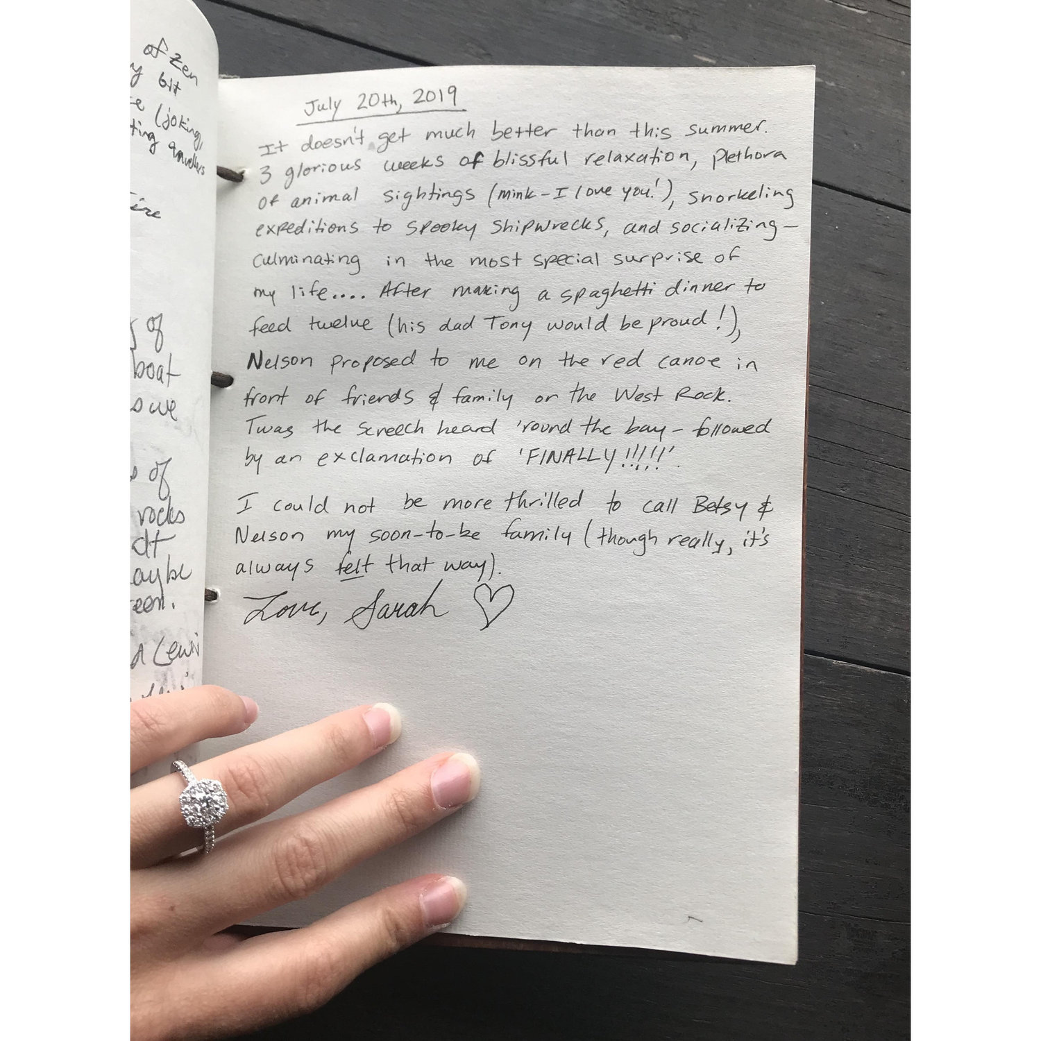 One of the last entries in the guest book on Rainbow Island (and my first entry!)